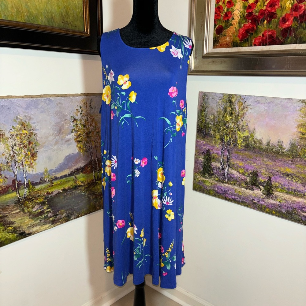 Old Navy Blue Sleeveless Sundress Midi